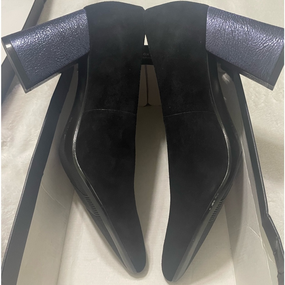 Naturalizer Women's Suede Leather Dress Shoe Black Hope  Block Heel Pump Sz 6